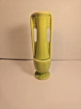Shawnee Pottery Art Deco Lime Green Two Handled Vase #1178 USA