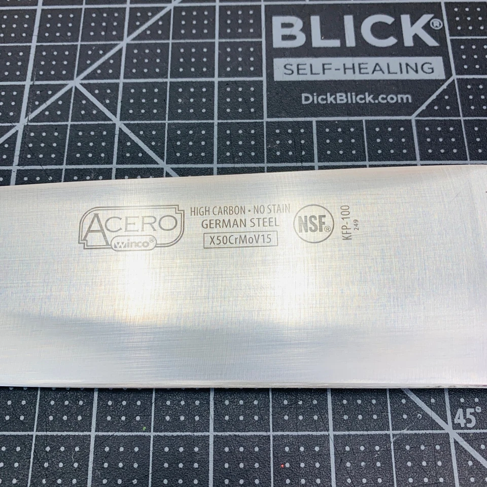 Cuchillo de Chef Winco Acero 10" Acero Alemán Alto Carbono Sin Manchas NSF KFP-100 Foto 2 de 4