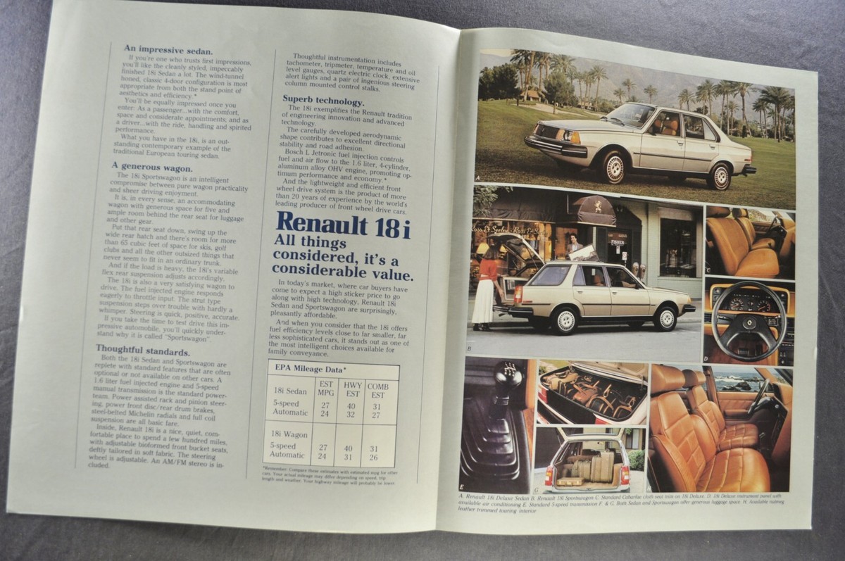 1981 Renault 18i Brochure Folder Sedan Sportwagon Excellent