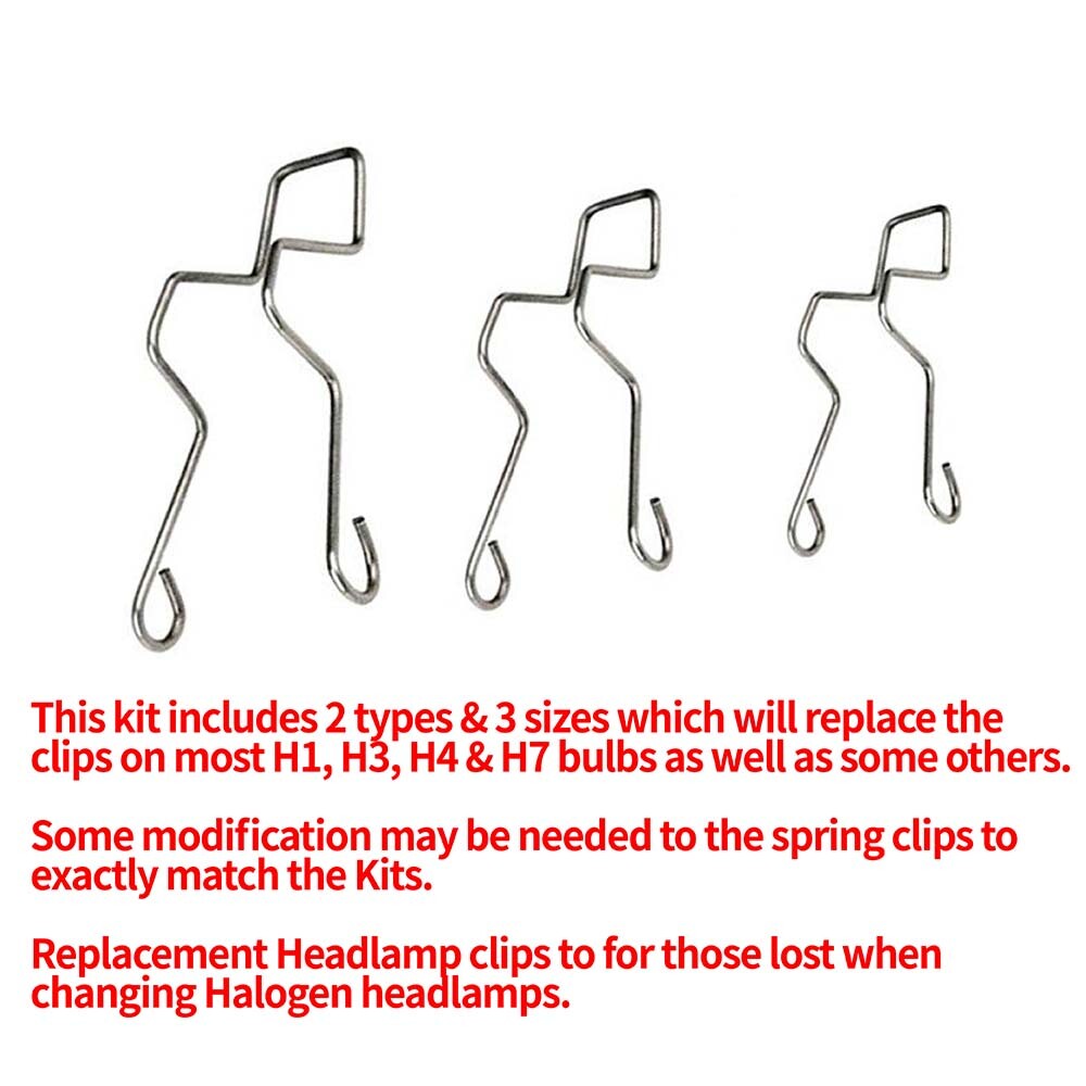 6x Clips à ressort pour ampoule de phare en métal pour H1 H3 H4 H7 ...