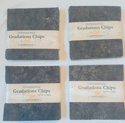 Lot of 4 NOS Northcott Stonehenge Gradations SLATE CHIPS Charm Pack ~ 42 PC X 5''
