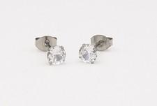 Titanium Stud Earrings Implant Grade Carded Hypoallergenic 5 mm Cubic Zirconia