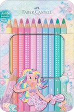 Faber-Castell 210910 Jumbo Colouring Pencils Set Sparkle 10 Thick Pastel Colouri