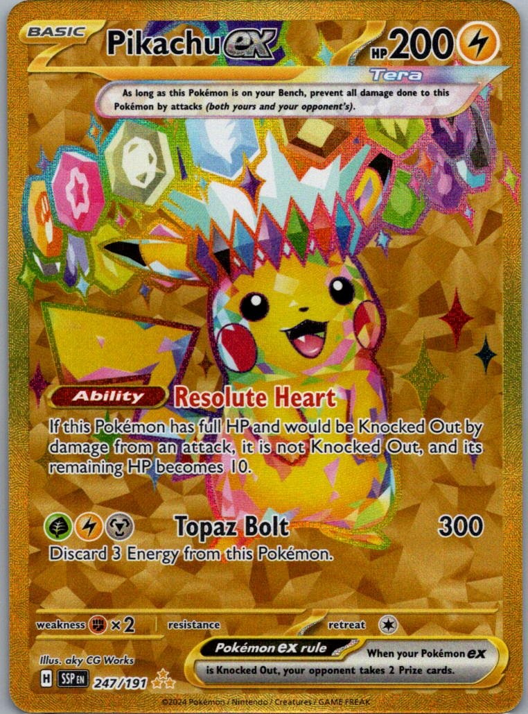 Pikachu ex 247/191 Hyper Rare Surging Sparks Pokemon Near Mint
