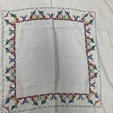 Vintage Hand Stitched Embroidered Table Cloth Cover Primary Ethnic European Art