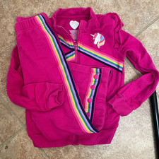365 Kids from Garanimals Pink Rainbow Unicorn Sweatsuit Set size 6