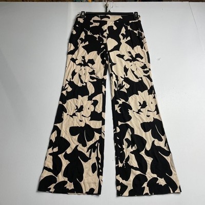 CHICO'S Shadow Blossom Matte Jersey Pants Women's Size US 4R Black