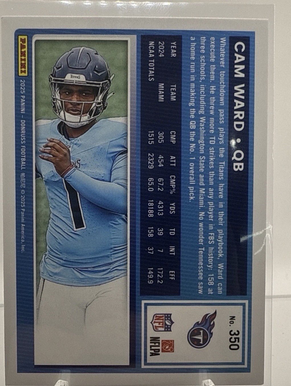 2025 Panini Donruss - Rated Rookie Cam Ward (RC) Purple Press Proof SP