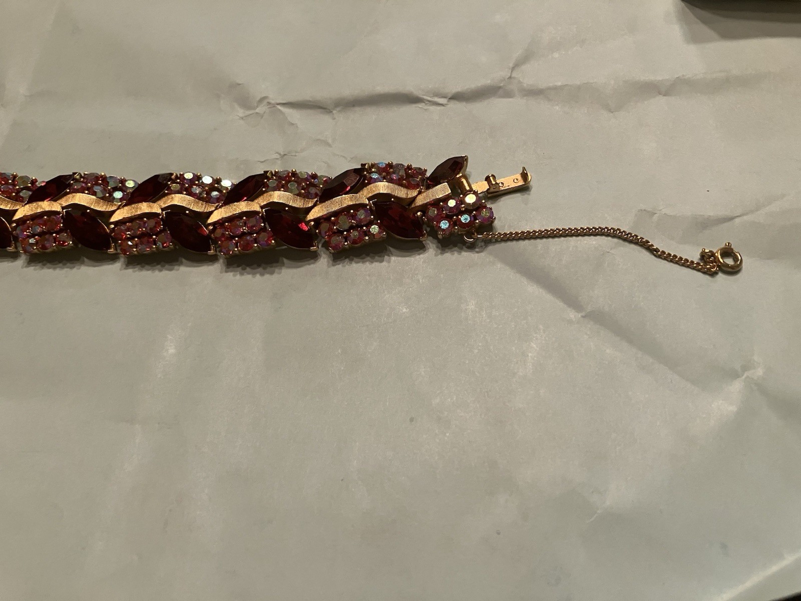 Signed Trifari Ruby Red and Rhinestone Matching P… - image 6