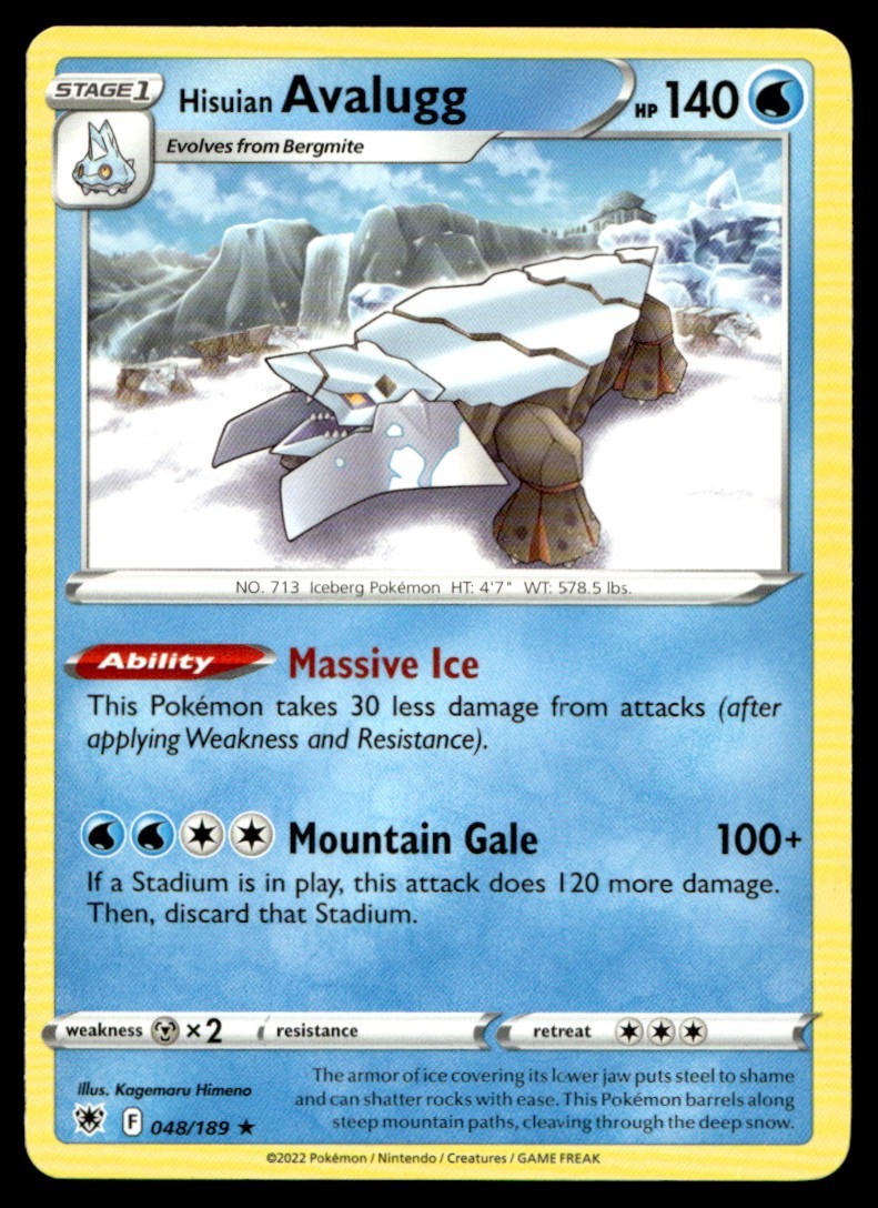 Hisuian Avalugg 048/189 Rare Astral Radiance Pokemon Moderately Played
