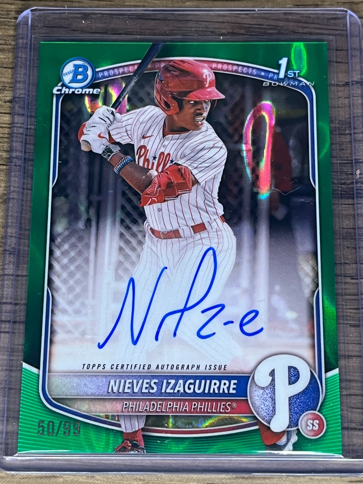 2025 Bowman Chrome - Nieves Izaguirre CPA-NI Green Lava Refractor Auto /99
