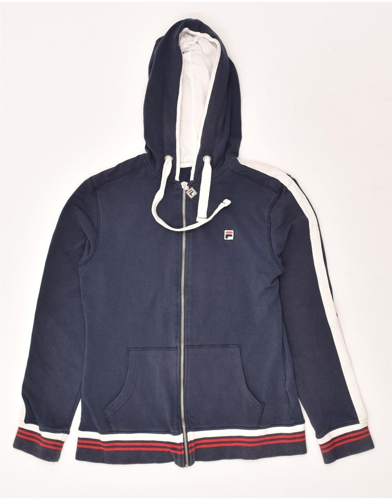 Felpa donna FILA con cappuccio zip EU 38 blu navy media colorblock cotone ZE04