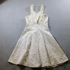 Lulus Womens Skater Dress White Small Crossover Neck Fit and Flare Summer