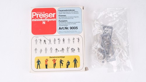 Preiser N 9005 Bomberos, 40 figuras en miniatura sin pintar | Condition: Gebraucht