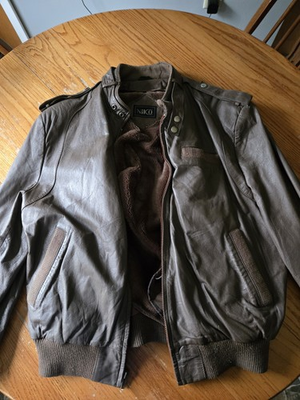 #ad Vintage Niko Leather Brown Biker Jacket Mens Size L Zip In Liner $35.50