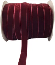 10 Yards Burgundy Velvet Ribbon Spool (Wine, 5/8") 5/8", Wine 