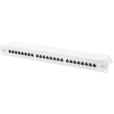 DIGITUS Patchfeld Patch Panel Netzwerk Lichtgrau 24 Port Cat 6a 19 Zoll 1HE