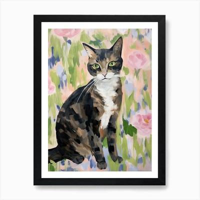 Eine Manx Katze Gemälde, Impressionist gerahmtes Wandbild Poster Leinwanddruck Bild