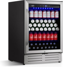24'' Beverage Refrigerator Cooler,168 Cans Beverage and Beer Fridge with Glass D