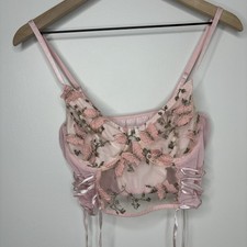 Festival Bra Top Corset Bustier Dainty Y2K Romantic Pink Lace Fairy Butterfly