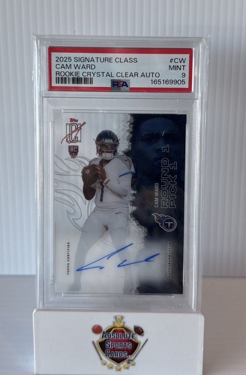 2025 Topps Signature Class Rookie Class Crystal Clear Cam Ward RC AUTO PSA 9 MT