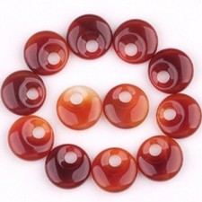 20pcs Natural Red Agate Stone Large Hole Circle 20mm Beads Pendants DIY Jewelry