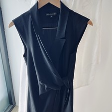 DAVID LAWRENCE Black Crepe wrap Shirt Midi Dress Size 12AU