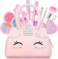 Kids Makeup Kit for Girl Washable Makeup Set for Little Girls, Cosmetic Bag