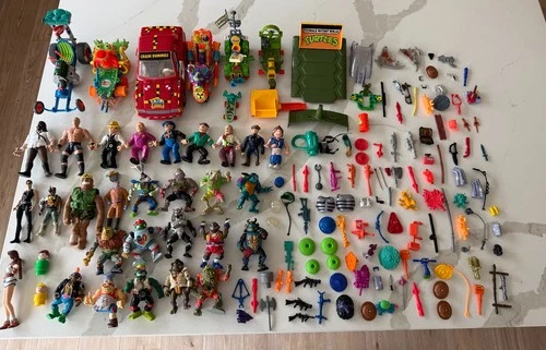 Huge Vintage Toy Lot 80s 90s  TMNT Teenage Mutant Ninja Turtles, Dick Tracy, Cra