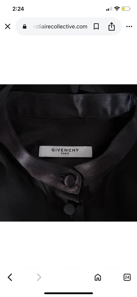 Blusa de seda negra Givenchy con hermoso detalle talla 40 mujer Foto 3 de 4