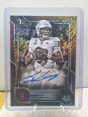 #ad 2025 Bowman Chrome U 1st Sam Leavitt Auto # 50 Gold Shimmer On Card ASU $179.95