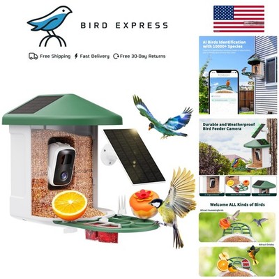 Bird Feeder Camera with AI Bird Species Identification 2K Live View Solar Power