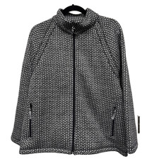 T by Talbots Women's XLP Petite Full Zip Black White Jacket Warm Stretch Pockets