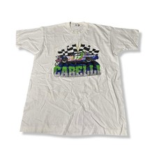 Vintage Carelli NASCAR White Graphic T Shirt Size XL 90s Made In USA