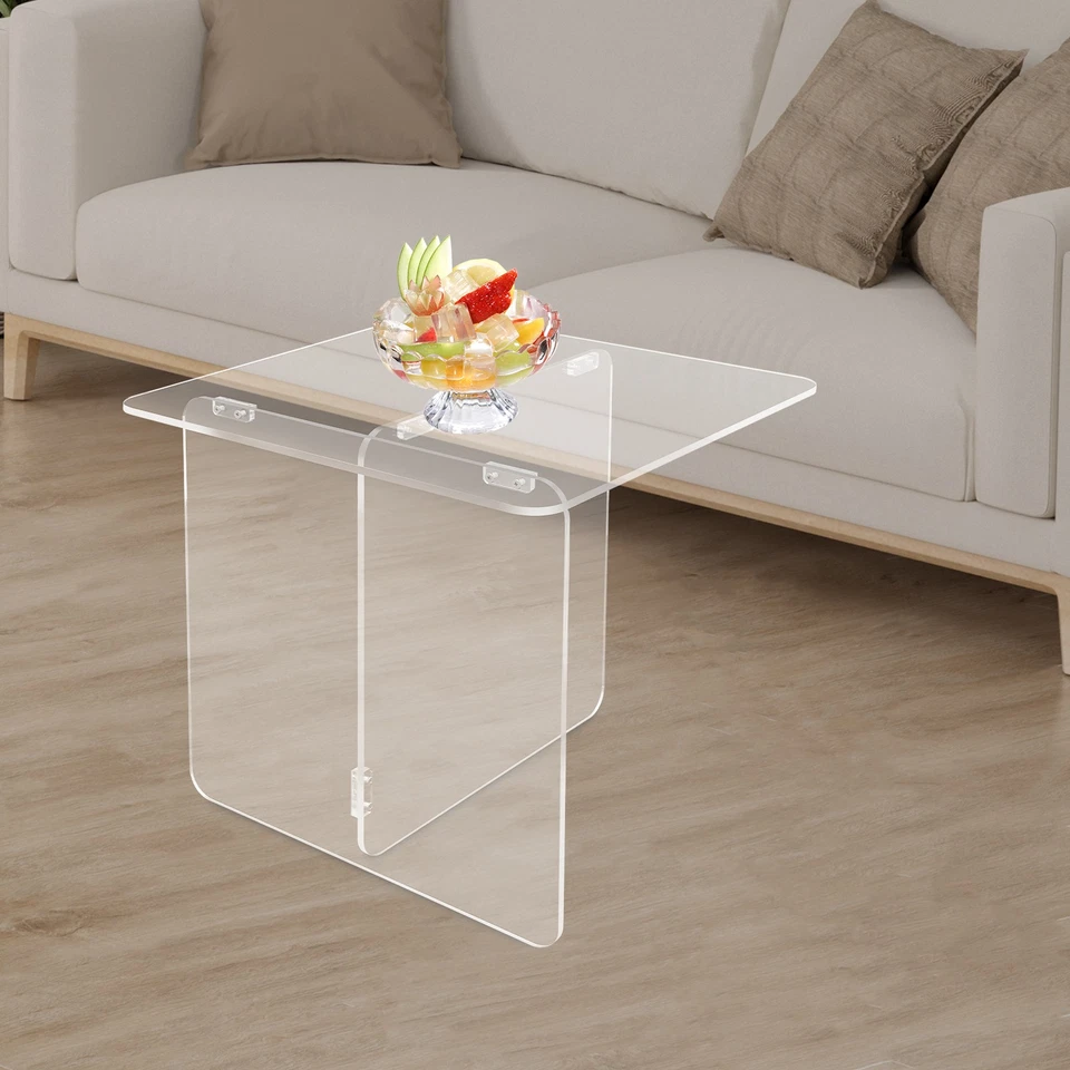 Acrylic Coffee Table Clear Acrylic End Side Table For Living Room 19.7x19.7x18" - Image 2 of 4