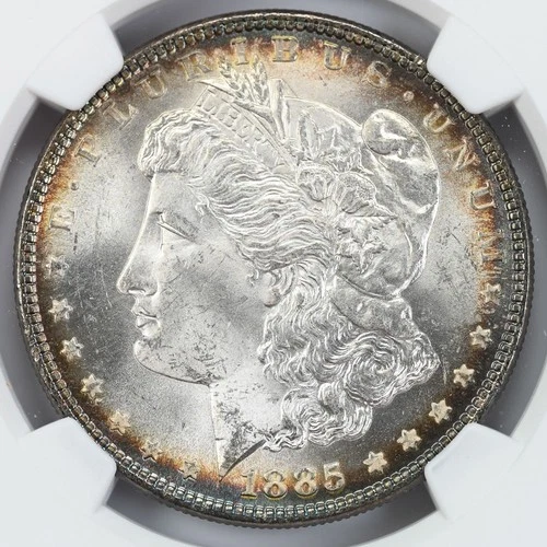 Certified 1885 Morgan Silver Dollar NGC MS63 $1 Peripheral Toning