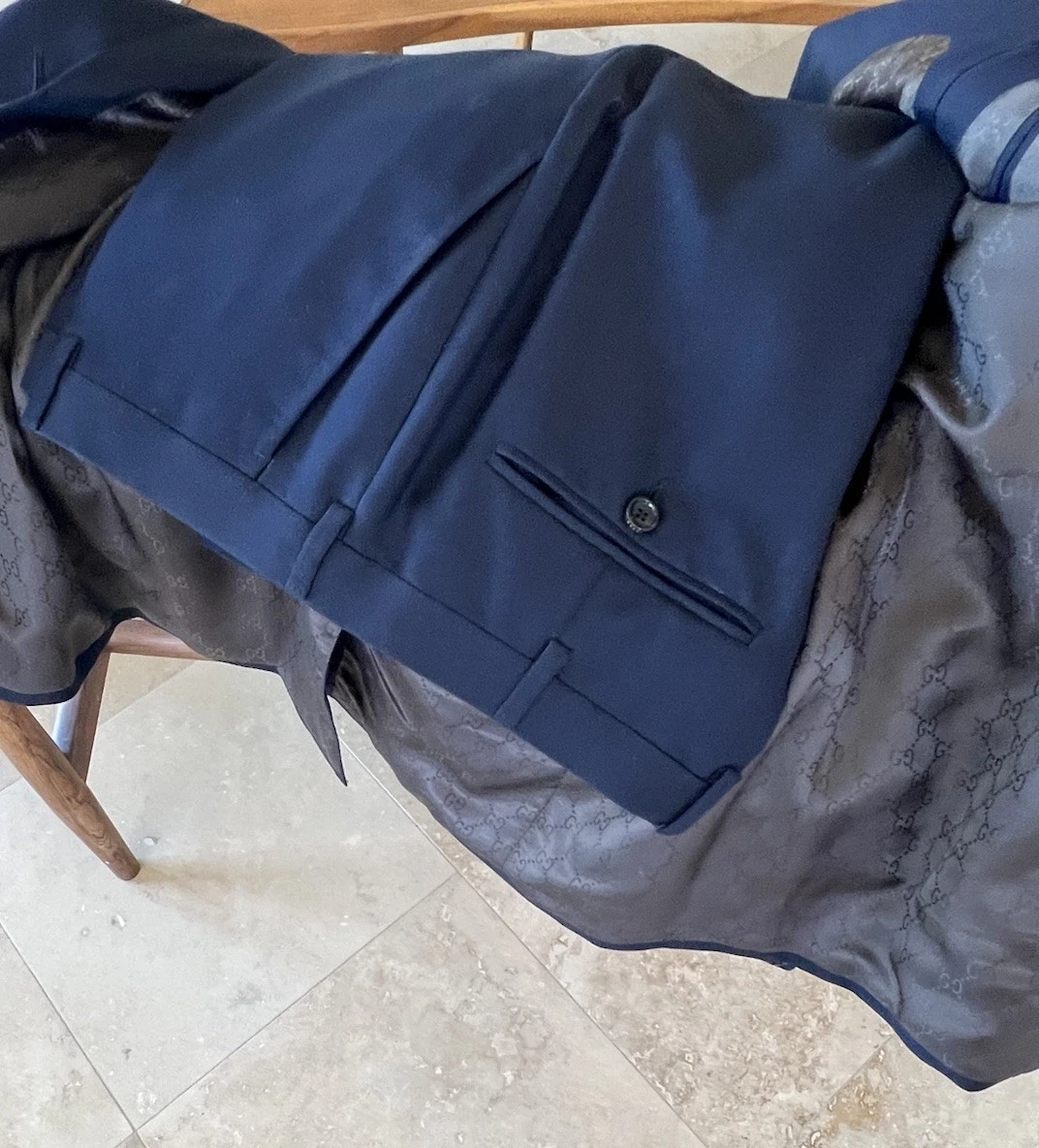 NUOVO Tuta Uomo Gucci Tom Ford Epoca Doppiopetto 2 Pezzi Blu Navy USA 44 EU 56 R