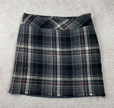 Eddie Bauer Skirt Womens 6 Black White Tartan Plaid Tweed Wool Blend Fray Y2K
