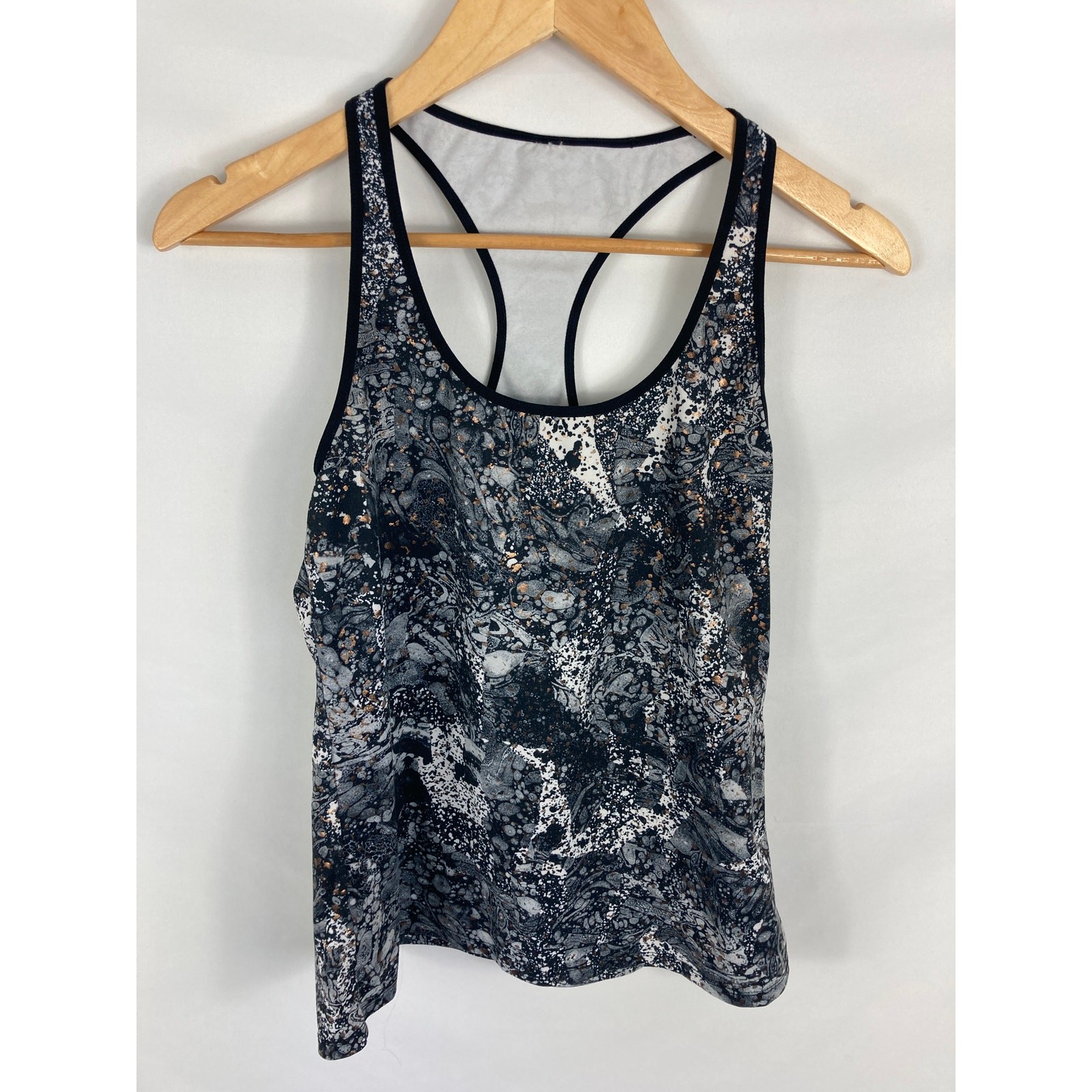 Fabletics Eiffel Patterned Black White Gold Racer… - image 2