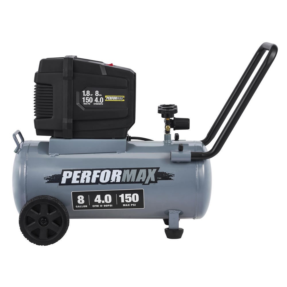 8Gal 150 PSI Portable Electric Horizontal Air Compressor Steel Tank Rubber Wheel