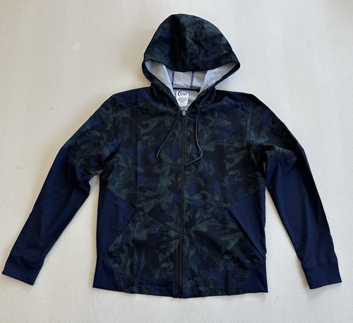 Zyia Active Evening Paradise Mesh Running Rain Jacket Women M Green Blue Floral