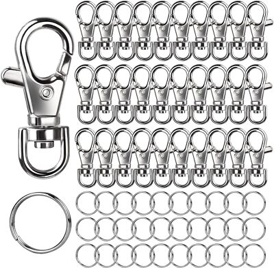 60PCS Metal Swivel Snap Hooks and Key Rings, 30PCS Small Lobster Claw Keychains.