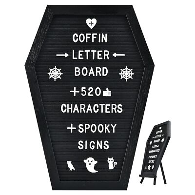 Coffin Letter Board - 520 Characters Spooky Halloween Characters with Wooden ...