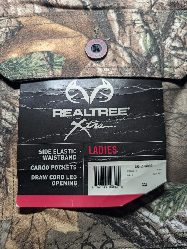 REALTREE Xtra Ladies Women's XXL Brown CAMO Hunting Cargo Pants ELASTIC WAIST - Image 3 of 4