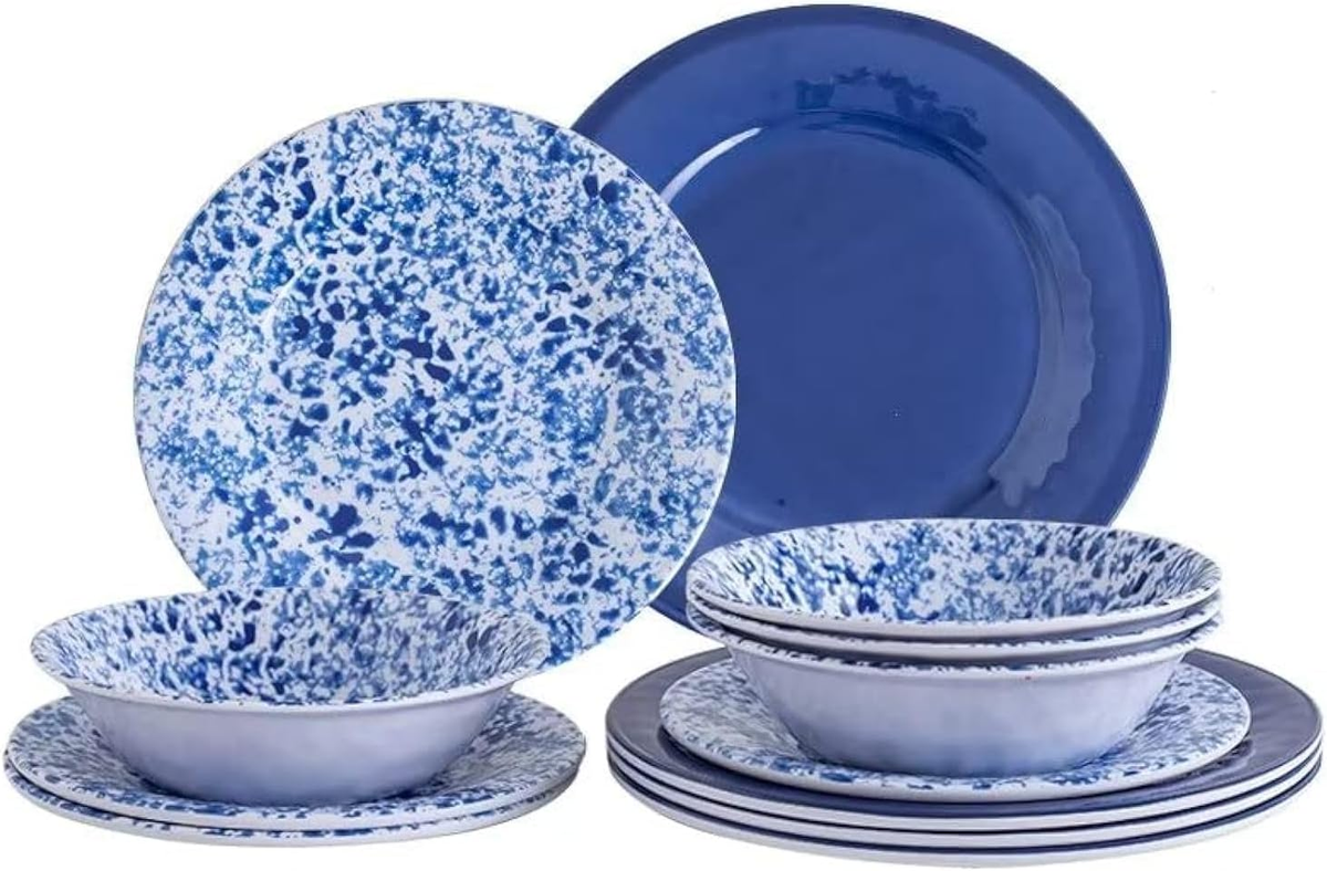 Melamine Dinnerware Set, 12 Piece Melamine Dishes Service for