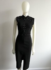 LN RACHEL ROY Black Knit Lace Up Sexy Sheath Dress M