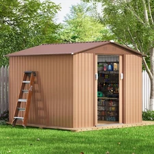 8'x8' Storage Shed Outdoor Metal Tool Shed Garden Backyard Sliding Door Lockable