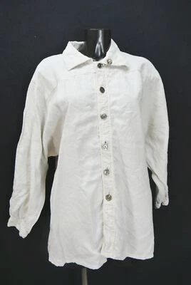 Trachtenhemd Handarbeit kurzes Leinenhemd Unikat Lappadodl grau Gr.XL 43 - Bild 1 von 4