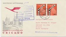 BRD 1956, Europäische Fahrplankonferenz selt. MeF Erstflug DÜSSELDORF - CHICAGO