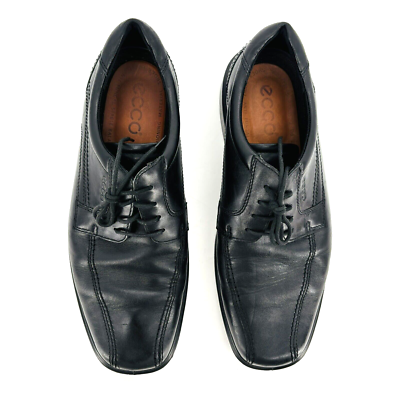 Mens 12-12.5 46 Ecco Helsinki Black Leather Square Toe Derby  display picture 2